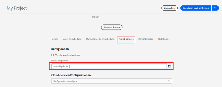 Festlegen der Cloud-Konfiguration