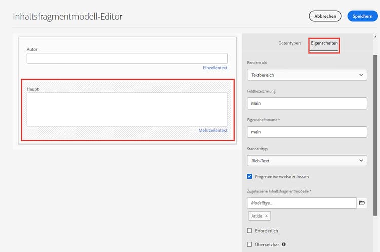 Mehrzeiliger Rich-Text-Datentyp