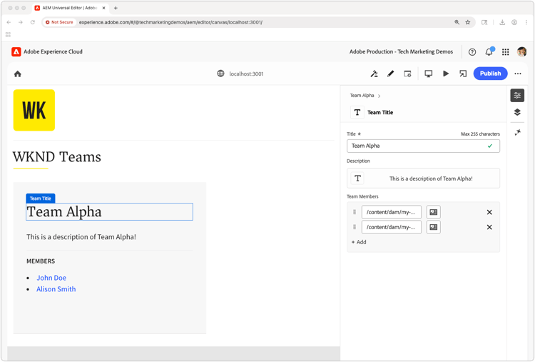 Im universellen Editor bearbeiten
