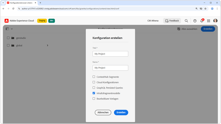 Meine Projektkonfiguration