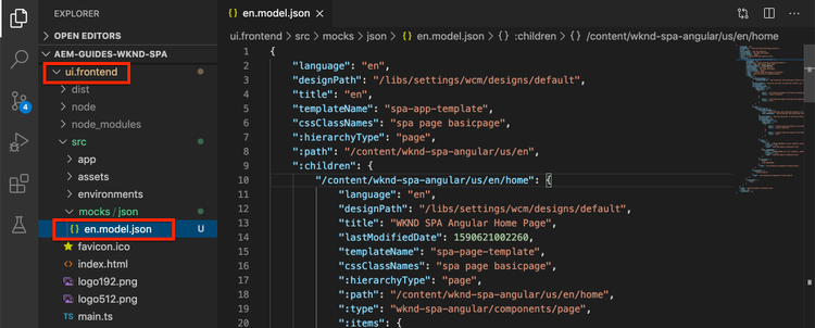 JSON-Datei des Mock-Modells