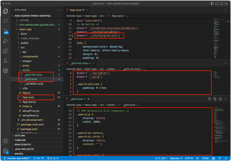 AEM-SCSS für responsive Raster