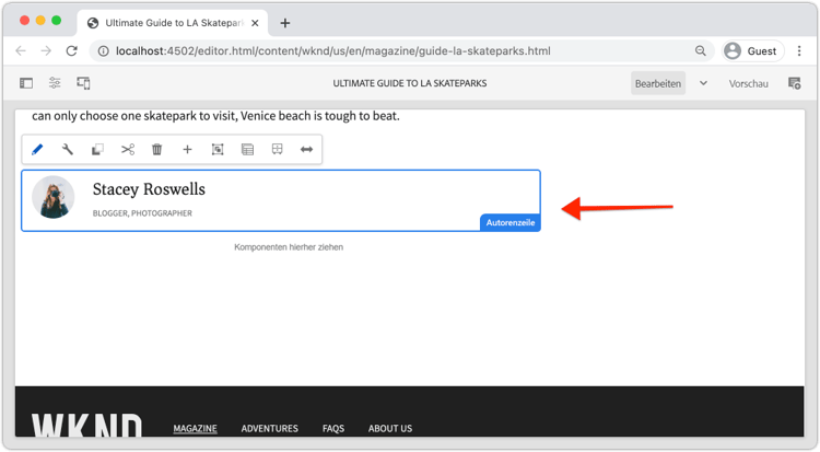 Beispiel für eine Autorenzeilenkomponente