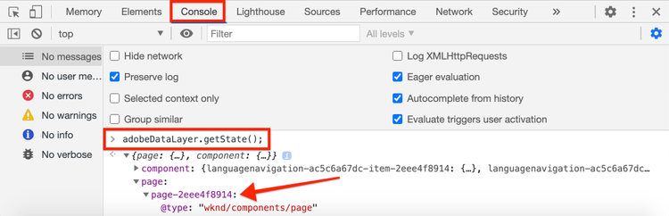 Adobe Datenschicht-Status