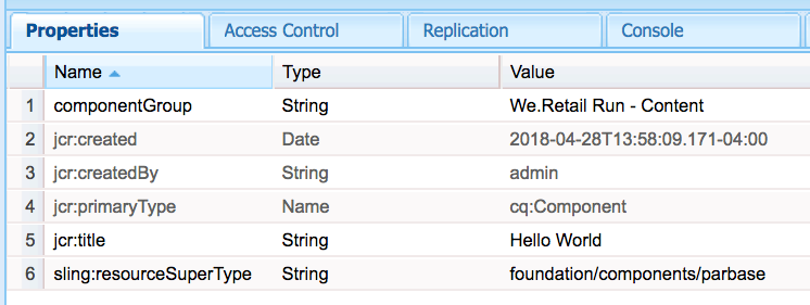 Eigenschaften für /apps/weretail-run/components/content/helloworld