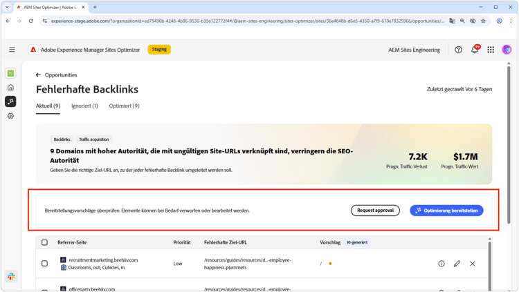 Automatisches Optimieren fehlerhafter Backlinks