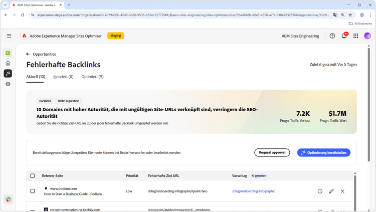 Möglichkeit „Fehlerhafte Backlinks“