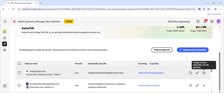 Ignorieren fehlerhafter Backlinks