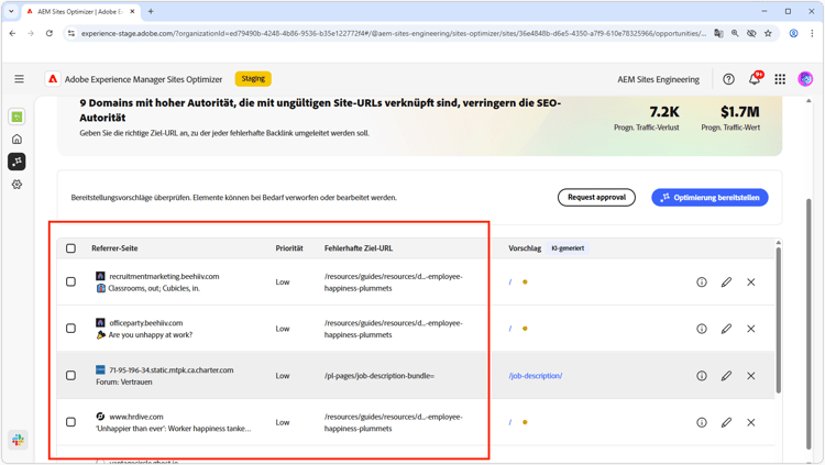 Automatisches Identifizieren fehlerhafter Backlinks