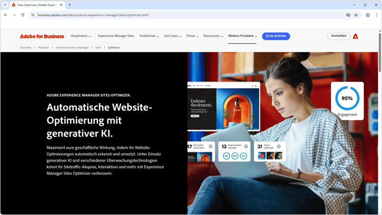 Erkunden der Funktionen von AEM Sites Optimizer