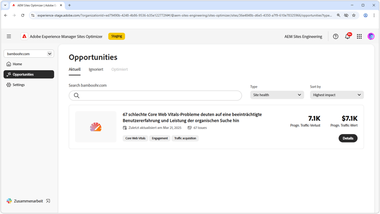 Site-Zustand – Möglichkeiten