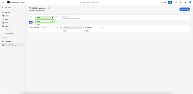 Die Dropdown-Liste mit hervorgehobenen Benutzern.