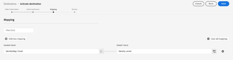 UI-Bild, das den Zuordnungsschritt mit der IdentityMap-E-Mail zeigt, die der Identity-E-Mail zugeordnet ist.