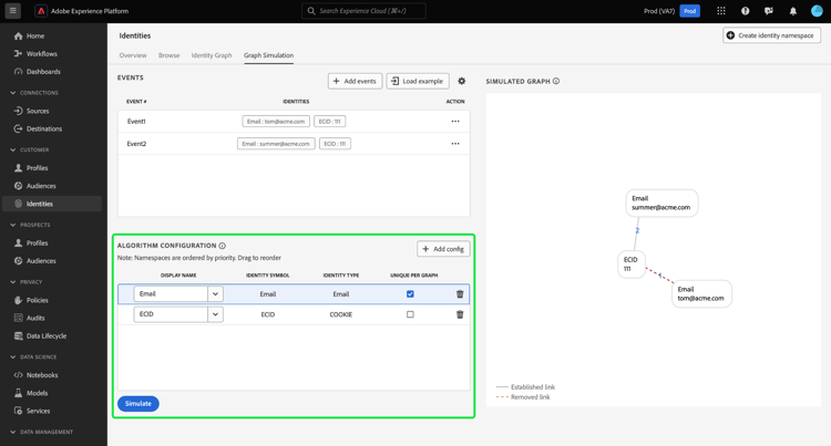 Die Algorithmuskonfiguration des Diagrammsimulations-Tools.