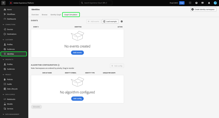 Die Diagrammsimulation-Benutzeroberfläche in der Adobe Experience Platform-Benutzeroberfläche.