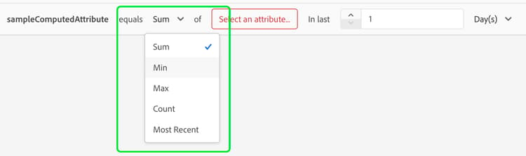 Die Funktionen für berechnete Attribute werden angezeigt.