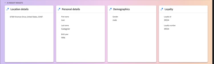 Der Abschnitt KI-insight-Widgets wird angezeigt.