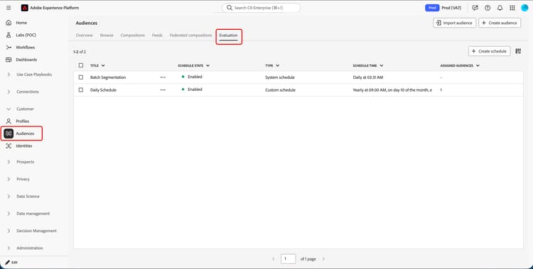 Die Registerkarte „Bewertung“ ist in der Benutzeroberfläche des Segmentierungs-Service hervorgehoben.