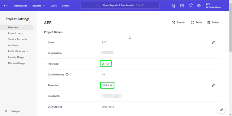 mixpanel-project-settings