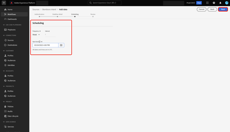 Die Planungsschnittstelle des Quell-Workflows.