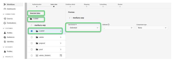 Das Datei- und Ordnerverzeichnis des Ursprungs-Workflows, in dem Sie die zu erfassenden Daten auswählen können.