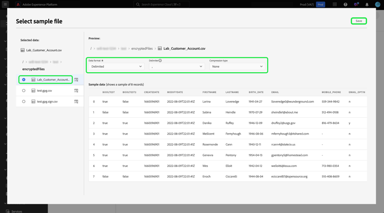 Ein Beispiel wird für die Aufnahme ausgewählt und die Dateivorschau ist vollständig geladen.