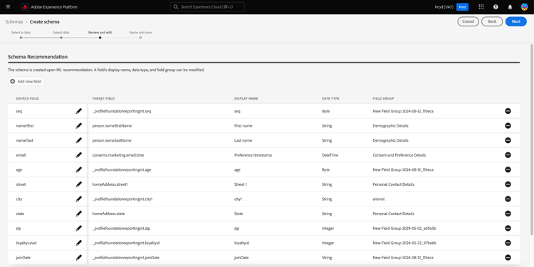 Die Phase Überprüfen und Bearbeitendes Workflows zur Schemaerstellung.