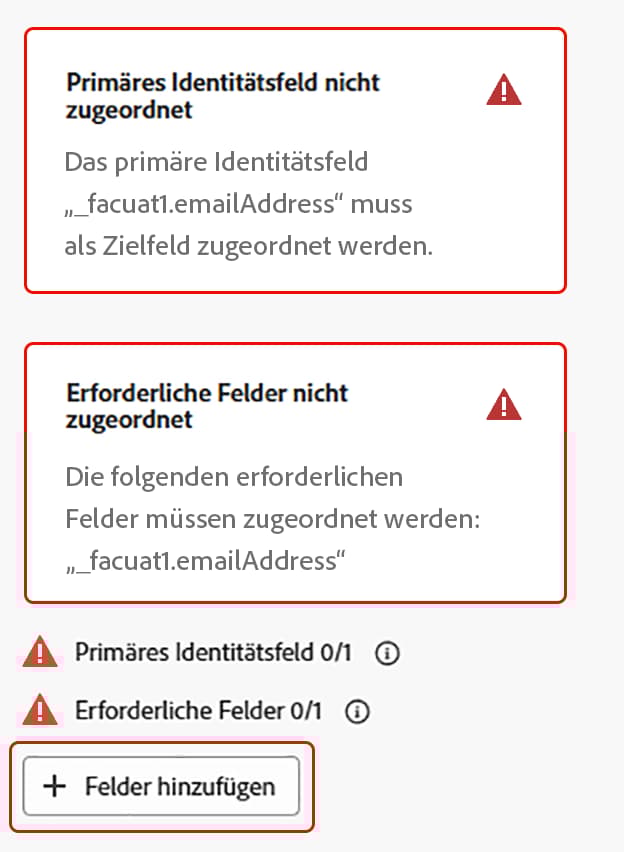 Die Schaltfläche „Felder hinzufügen“ ist hervorgehoben.