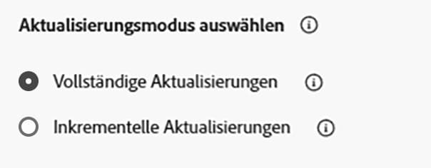 Die Aktualisierungsmodustypen werden angezeigt.