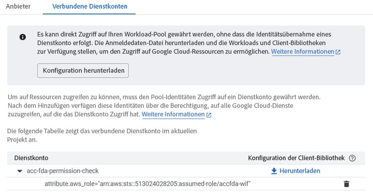 Der Speicherort für das Herunterladen der Bibliothekskonfiguration wird angezeigt.