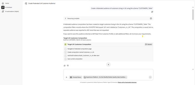 Es werden Beispielfragen und -antworten angezeigt.