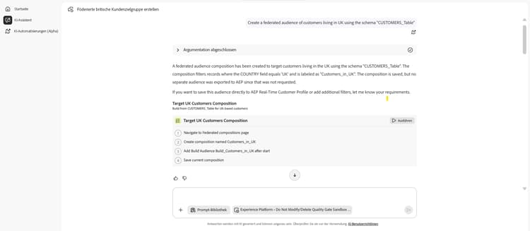 Es wird eine Beispielfrage und -antwort angezeigt.