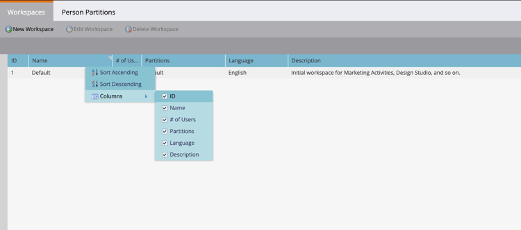 Arbeitsbereiche und Partitionen mit aktivierter Workspace ID-Spalte