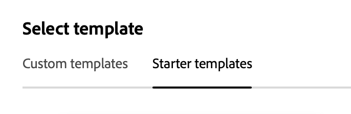 Registerkarte „Starter-Vorlagen