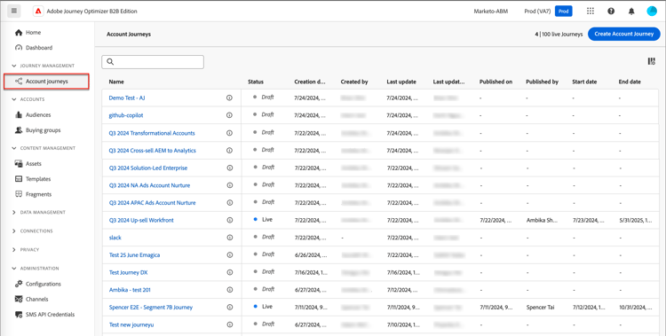 Zugriff auf Account Journey