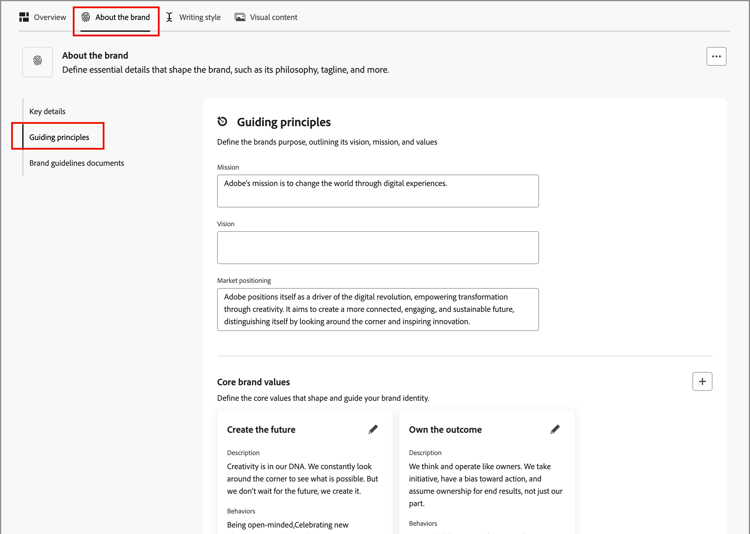 Über die Marke - Leitprinzipien
