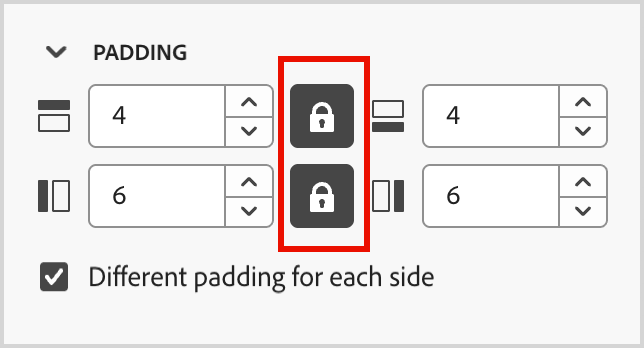 Abstand für oberen unteren und linken rechten Rand sperren