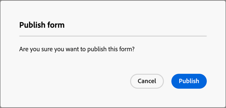 Dialogfeld „Formular veröffentlichen