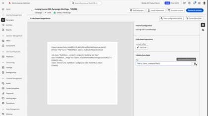 Hinzufügen von Formularfeldern zu Code-basierten Erlebniskanalvorlagen