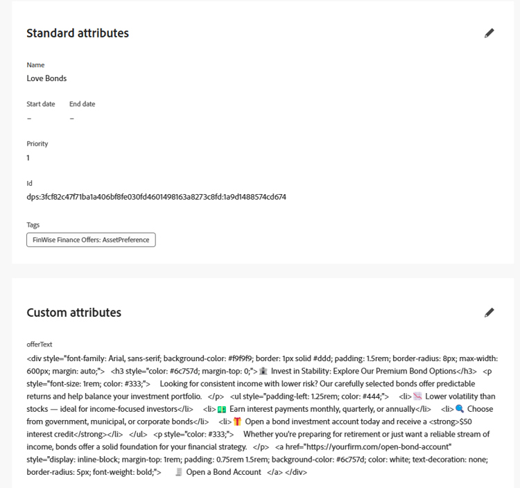 Liebesaktien-Angebot