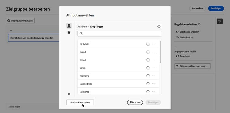 Ausdruckseditor für Attributfeld