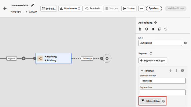Bild, das den Zugriff auf Optionen zur Workflow-Anpassung zeigt