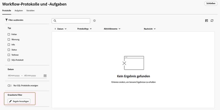 Bild, das die Anpassung von Listenfiltern zeigt