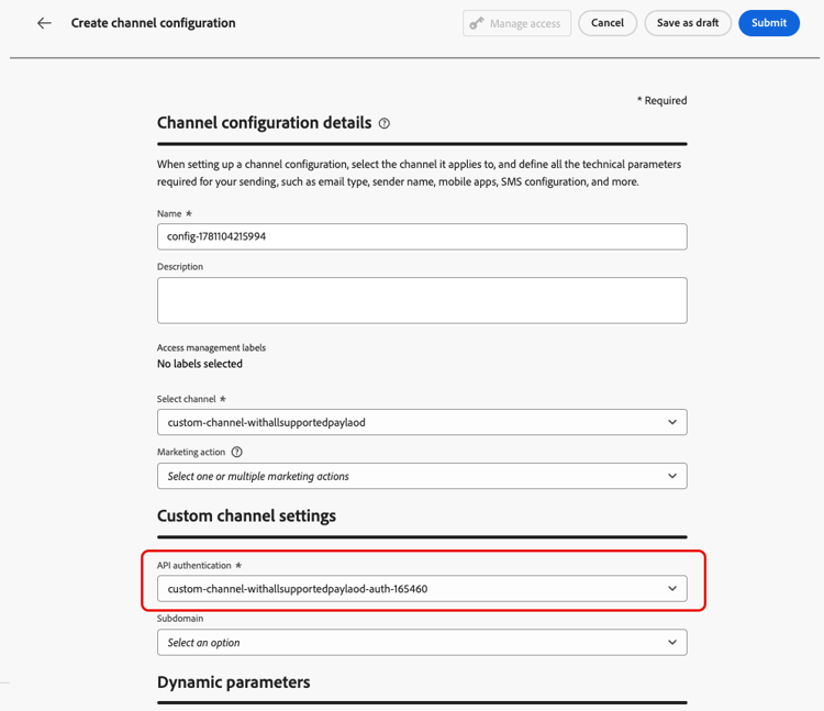 API-Anmeldeinformationen auswählen