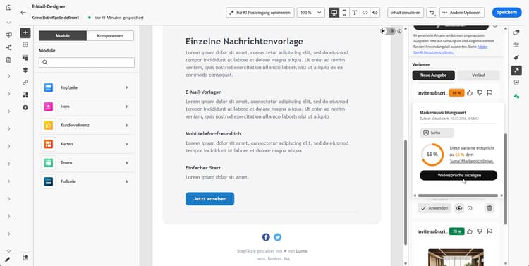 Panel „Markenausrichtungswert“ mit Prozentwert