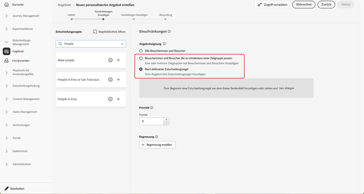 Optionen für benutzerdefinierte Audience-Upload-
