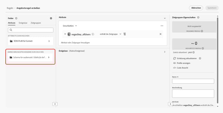 CSV-Zielgruppe auf der Arbeitsfläche für Entscheidungsregeln