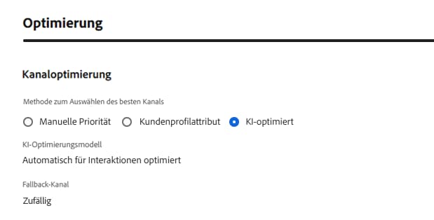 Kanaloptimierung über Rangfolge basierend auf KI-Modell