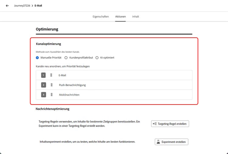 Auswählen eines Kanaloptimierungsmodus