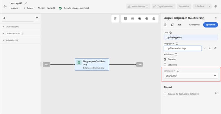 Namespace-Auswahl für die Zielgruppen-Qualifizierungs-Identität